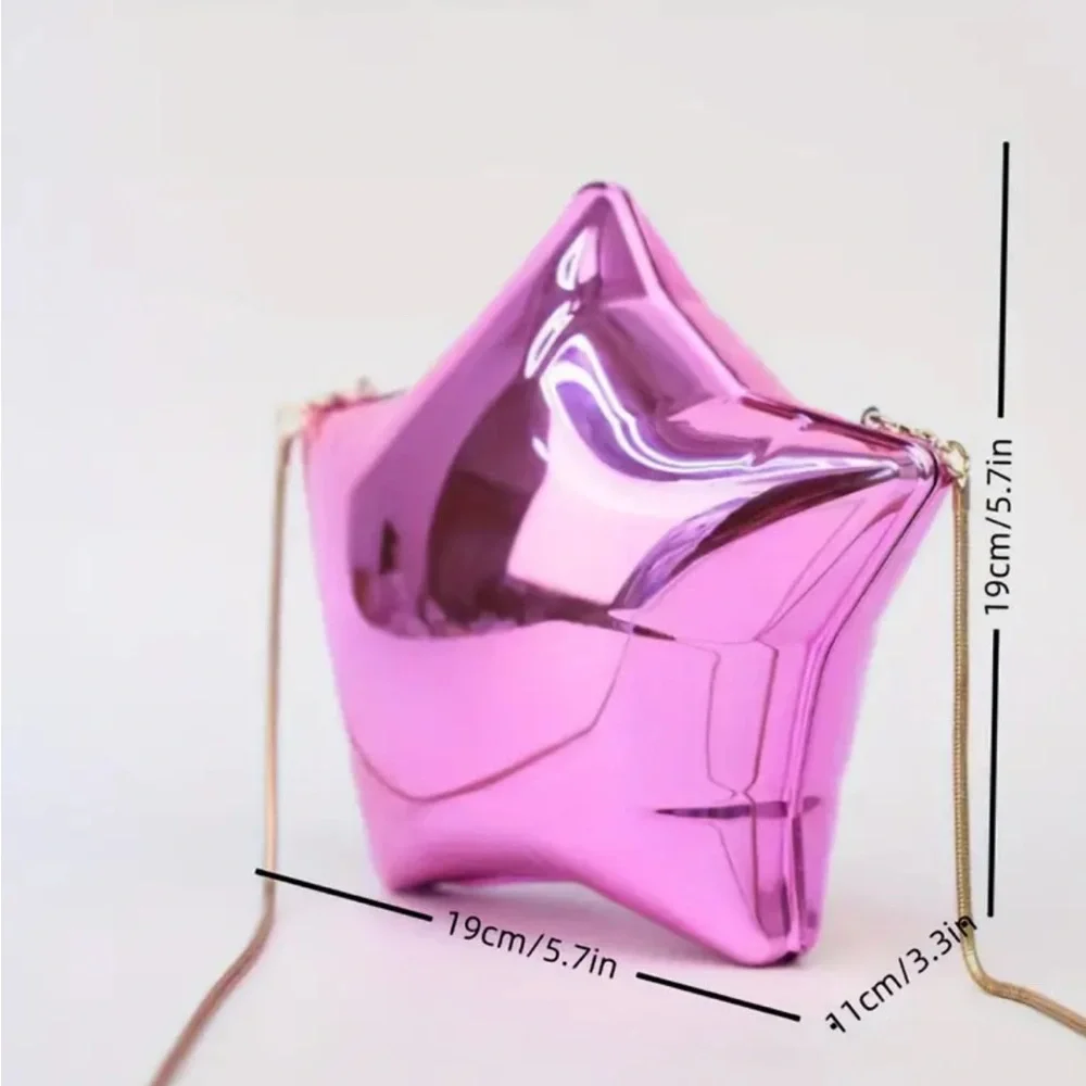 Pink Reflective Star Shaped Acrylic Crossbody Bag - Picture 3 of 3